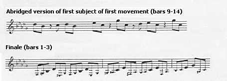 Similarity between first subject of first movement and first four bars of Finale